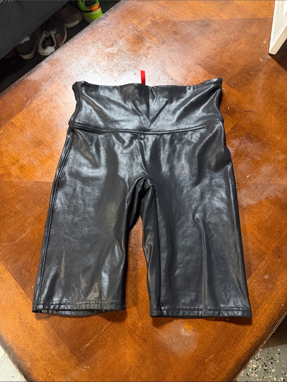 SPANX Black Faux Leather Bike Shorts